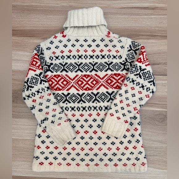 Vintage Eddie Bauer Sweater Med Fair Isle Knit Lambswool Angora Rabbit Cozy - Picture 6 of 6